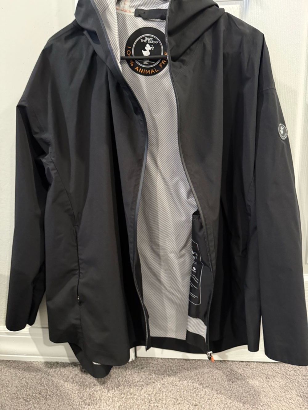 Save the duck Black Hooded Shell rain Jacket - Picture 3 of 10